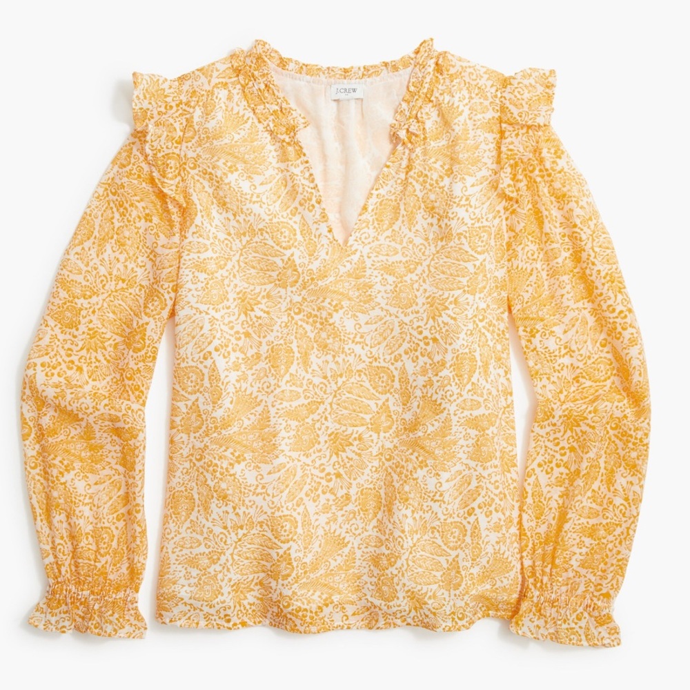 J.Crew Yellow Floral Women's Top SZ XL